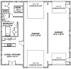 the floor plan for a two bedroom, one bathroom apartment with an attached living area