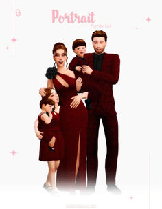 A Sim family of five dressed up for a portrait Toddler Poses, Packing Clothes, Kinds Of Shapes, Best Sims, Maternity Poses, Family Set, Sims 4 Cc Finds, Instagram Icons, Sims 4 Custom Content