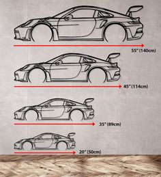 an image of a drawing of a car with measurements for the front and back sides