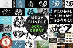 the mega bundle is full of heart and crown stencils