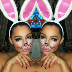 Krystal Allen Beauty: Halloween 2014: Cute Bunny Makeup Animal Face Type, Cute Bunny Makeup, Bunny Halloween Makeup, Makeup Halloween Ideas, Bunny Face Paint, Bunny Pretty, Bunny Makeup, Minions Party, Bunny Halloween Costume