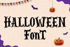 halloween font with pumpkins and bats on it