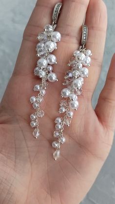 Grandmother Jewelry, Long Pearl Earrings, Wedding Accessories Jewelry, Popular Jewelry, Beaded Jewelry Diy