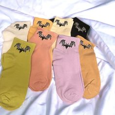 Brand New 8 Pairs Multi Color Bat Socks One Size 95% Polyester 5% Spandex Colorful Fly Animal Bat Goth Gothic Halloween Pastel Spring Summer Ankle Festival Vacation Beach New To Poshmark? Make An Account And Use Code Ambentzen And Get $10 Off Your First Purchase Poshmark Ambassador 2 Posh Mentor Non Smoking Home Quick Shipping Too Seller Over 1000 5 Star Reviews Bat Socks, Gothic Spring, Gothic Halloween, Vacation Beach, Hosiery, Pink Purple, 5 Star, Pink Ladies, Bat