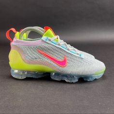 Nike Women's Air Vapormax 2021 Flyknit Photon Dust Hyper Pink Running Shoes Dh4088-002 Size 7 New Without Box. Other Sizes Colors And Styles Available. Follow Us! We List Lots Of New Shoes And Athletic Wear Daily! Details: Made From At Least 40% Recycled Materials By Weight, The Nike Air Vapormax 2021 Fk Is Airy And Easy To Wear With Super-Stretchy, Recycled Flyknit Fabric (Plus A Soft Collar That Sculpts Your Ankle). The Stitched-On Swoosh And Recycled Tpu Heel Clip Add A Splash Of Intrigue As Neon Nike Shoes, Nike Air Vapormax 2021 Fk, Neon Nike, Pink Run, Nike Air Vapormax Flyknit 3, Run Shoes, Pink Running Shoes, Air Vapormax, Pink Nikes