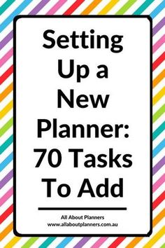 a sign that says setting up a new planner 70 tasks to add