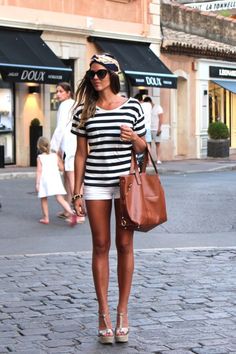 Summer Clothes Collection, Look Short, Cat Eyes, Victoria Secrets, Nautical Fashion, Spring Street Style, Inspired Outfits, Cool Street Fashion, Black White Fashion