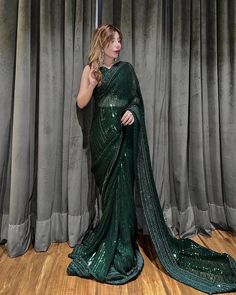 Phthalo Green Faux Georgette Wedding Wear Saree, Saree for USA Women, Designer Saree, Party Wear Saree, Wedding Wear Saree, Saree, Sarees. - Etsy Phthalo Green, Wedding Wear Saree, Saree Party Wear, Usa Women, Party Wear Saree, Sequence Work, India And Pakistan, Wear Saree, Work Sarees