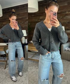 Women's Cashmere-Like Cardigan - … curated on LTK Grey Cardigan Sweater Outfit, Trendy Gray Cardigan For Fall, Dark Gray Cardigan Outfit, Grey Cropped Cardigan Outfit, Gray Fall Cardigan For Everyday, Dark Grey Cardigan Outfit, V Neck Cardigan Outfit, Grey Cardigan Outfit, Cardigan Outfit Casual