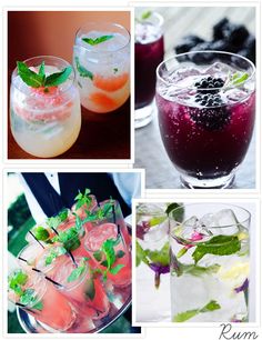 various shots and glasses filled with different types of drinks