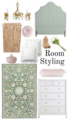 a collage of different rooms and furniture with the words room styling on it's side