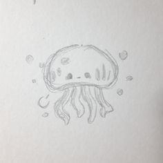 an ink drawing of a jellyfish with bubbles coming out of it's mouth