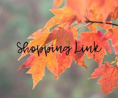 the words shopping link are displayed in front of autumn leaves