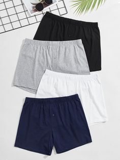 Our Pack of 4 Solid Pajama Shorts, is the ultimate blend of comfort and variety for your sleepwear collection. The elastic waistband offers a comfortable and adjustable fit, while the solid colors add a touch of simplicity and versatility to your sleepwear ensemble and provide you with unmatched comfort. Features: Pattern Type: Plain Details: Button Fit Type: Loose Type: Boxer Shorts Number of Pieces: 4 Piece Set Features: Softness Fabric: Medium Stretch Material: Fabric Composition: 95% Cotton, 5% Elastane Size Chart(inches): Size Length Waist 36 12.6 28 38 13 29.5 40 13.4 31.5 Male Boxers, Men Loungewear, Fancy Cars, Cool Outfits For Men, Punk Outfits, Loungewear Shorts, Boxer Shorts, Pajama Shorts, Short Pants