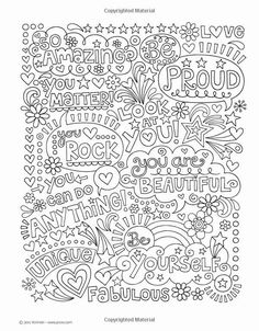 an adult coloring page with the words, i love you and other things to color