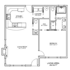 the floor plan for a two bedroom apartment with an attached kitchen and living room area