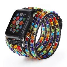 PRICES MAY VARY. 💓Compatibility: Multilayer wrap beaded apple watch band bracelet 38mm/40mm/41mm, 42mm/44mm/45mm/49mm for women and men, compatible with apple watch strap iwatch band Series 9 8 7 6 5 4 3 2 1 SE Ultra 2, Nike, Hermes, Edition, etc. 💓Handmade Customized: Boho Apple Watch band is made from AAA+ high quality natural stone colored chakra beads and leather cord with high quality stainless steel apple watch buckle. Leather ropes with gold thread are not only more durable, but also mo Bohemian Beaded Watch Bands As Gift, Bohemian Adjustable Apple Watch Band With Round Beads, Bohemian Blue Apple Watch Band With Bracelet Strap, Bohemian Multicolor Bracelet Strap Watch Bands, Bohemian Multicolor Adjustable Apple Watch Band, Iphone Watch Bands, Apple Watch Wristbands, Watch Band Bracelet, Chakra Beads