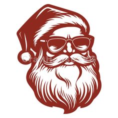 santa claus with sunglasses and beard in red on white background stock photo, royalty - free image