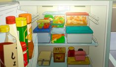 an open refrigerator filled with lots of food