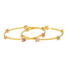 Pair this simple 22k gold bangle for kids with nearly any children's look. Features: • 22k yellow gold • Single bangleOur 22k gold bangles for are the perfect first gift of gold to usher your child into a life of luxury and opulence. Each piece of Virani 22k gold jewelry for children will stand the test of time with minimal signs of wear. The lucky child who is gifted with of our 22k gold jewelry designs will be able to pass down their gold jewelry to their own offspring in the future. Shop for Kids Bangles Gold Designs, Kids Gold Bangles Designs, Kids Jewellery Gold Indian, Kids Bracelets Gold, Baby Bangles Indian Gold, Kids Jewelry Gold, Kids Gold Jewellery, Gold Jewelry Designs, Indian Baby Shower Decorations