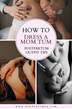 pregnant mom breasting her baby while holding it in her arms with text overlay how to dress a mom tum postparum outfit tips