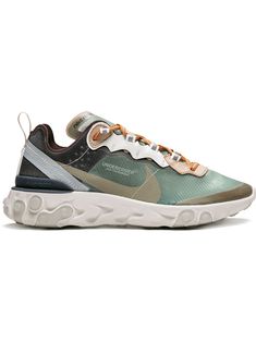 Supplied by a premier sneaker marketplace dealing with unworn, already sold out, in demand rarities. Each product is rigorously inspected by experienced experts guaranteeing authenticity. The Undercover x Nike React Element 87 “Green Mist" is one of four perfectly executed colorways of the silhouette from Jun Takahashi that released during the fall of 2018. This colorway features a Green Mist shade on the translucent upper's paneling, with tan and burgundy accents. The result is an earthy aesthe Nike React Element 87, Nike T, Nike React, Contemporary Outfits, Low Top Sneakers, Sportswear Brand, Saucony Sneaker, Winter Boots, Fashion Boots