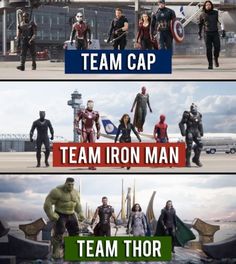 the avengers team is standing in different poses