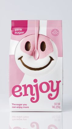 the pink sugar box has an angry face on it