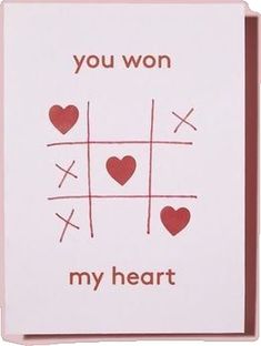 a card that says, you won my heart with hearts on the front and back