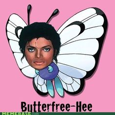 an image of a woman with a butterfly on her head and the words, butterfree - he