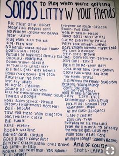 a poster with the words songs to play when you're getting fifty / your friends