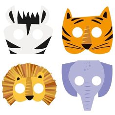 Animal Safari Party Masks - Stesha Party South African Safari, Animal Face Mask, Safari Theme Party, Animal Safari, Party Masks, Jungle Birthday, Party Animals, Jungle Party, Safari Birthday