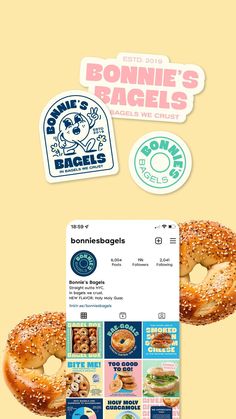 Bagel brand identity and logo #icon #silhouette #naming. Logo Moodboard Ideas, Social Media Brand Identity, Sweet Shop Branding, Donut Brand Identity, Cafe Brand Identity Design, Bagel Shop Branding