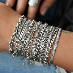 boho jewelry stacking bracelets by happygolicky jewelry Boho Bracelets Happygolicky Jewelry, Silver Boho Bracelets, Silver Bangle Bracelets Unique, Sterling Silver Stacking Bracelets, Boho Jewelry Bracelet, Boho Bracelets Stack, Silver Boho Jewelry, Silver Bracelet Stack, Silk Wrap Bracelets