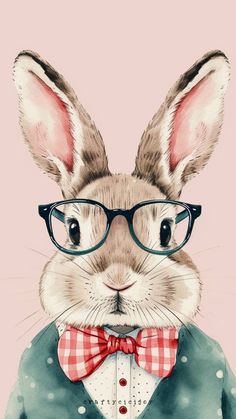 a rabbit wearing glasses and a bow tie