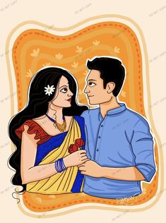 Indian Couple Art, Desi Illustration, Friendship Drawing, Colorful Canvas Art, Rajasthani Art