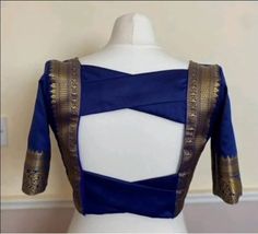 Navy blue blouse designs new model - The handmade craft Brocade Blouse Designs, Blue Blouse Designs, Classy Blouses, Traditional Blouse Designs, New Saree Blouse Designs, Latest Model Blouse Designs, Fashionable Saree Blouse Designs, Cutwork Blouse Designs, New Blouse Designs