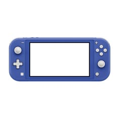 a blue nintendo wii game controller with white buttons