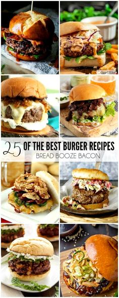 the different burgers are shown in this collage