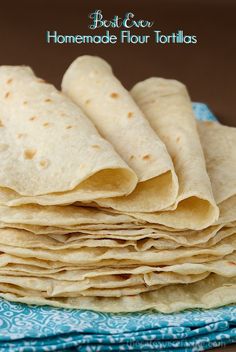 homemade flour tortillas stacked on top of each other