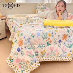 Pure Cotton Kids Summer Quilt Reactive Dyeing Children’s Cool Quilt Flower Print Summer Quilt Childrens Rugs, Summer Quilts, Summer Bedding, Kids Bedroom Decor, Beat The Heat, Printed Quilt, Summer Kids, Flower Print, Perfect Summer