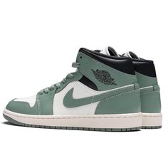 The latest iteration of the Air Jordan 1 Mid makes an impression on any sneaker collection. Composed of leather, synthetic leather, and textile at the upper, the sneaker features a premium aesthetic. The mid-top design utilizes a foam midsole and Nike Air cushioning for lightweight comfort. The Jordan branding and rubber outsole wrap up the remainder of the design. DUE TO THE NATURE OF THIS PRODUCT, ALL SALES ARE FINAL. Leather/textile upper Mid-top design Jordan branding Foam midsole Nike Air c Air Jordan 1 Mid Se Elephant Toe, Air Jordan 1 Mid Se Light Olive, Air Jordan 1 Mid Dark Teal, Jordan 1 Mid Grey Aqua, Green Jordan Retro 1, Nike Jordans Mint Green, Air Jordans Light Green, Air Jordan 1 Verte, Green Air Jordans 1