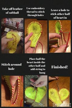 instructions to make a paper heart with leaves and thread on the inside, in order to be sewn