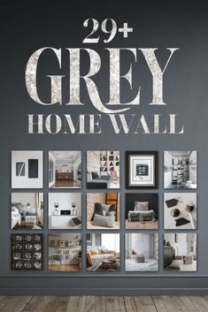 the cover of grey home wall, featuring photos of furniture and pictures on the wall