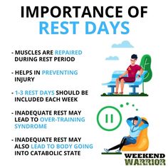 a poster with the words, important to rest days and an image of a man sitting on