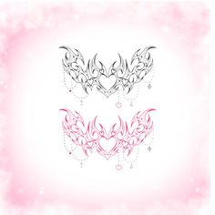 two hearts with wings on a pink background