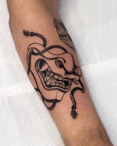 a man's arm with a tattoo on it that looks like an angry animal