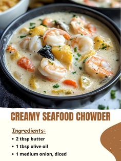 (1) Facebook Creamy Seafood, Seafood Chowder, Baked Roast, Soups And Stews, Chowder, Celery, Garlic Cloves, Stew