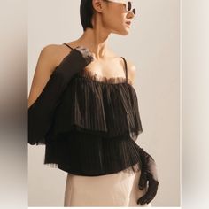 New With Tag Anthropologie Pleated Tulle Tank Black Size Small A963 Anthropologie Tulle, Pleated Tulle, Anthropologie Top, Anthropologie, Top Blouse, Blouses, Womens Tops, Women Shopping, Black