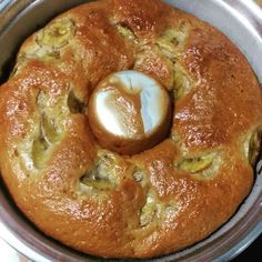 there is a bundt cake in the pan